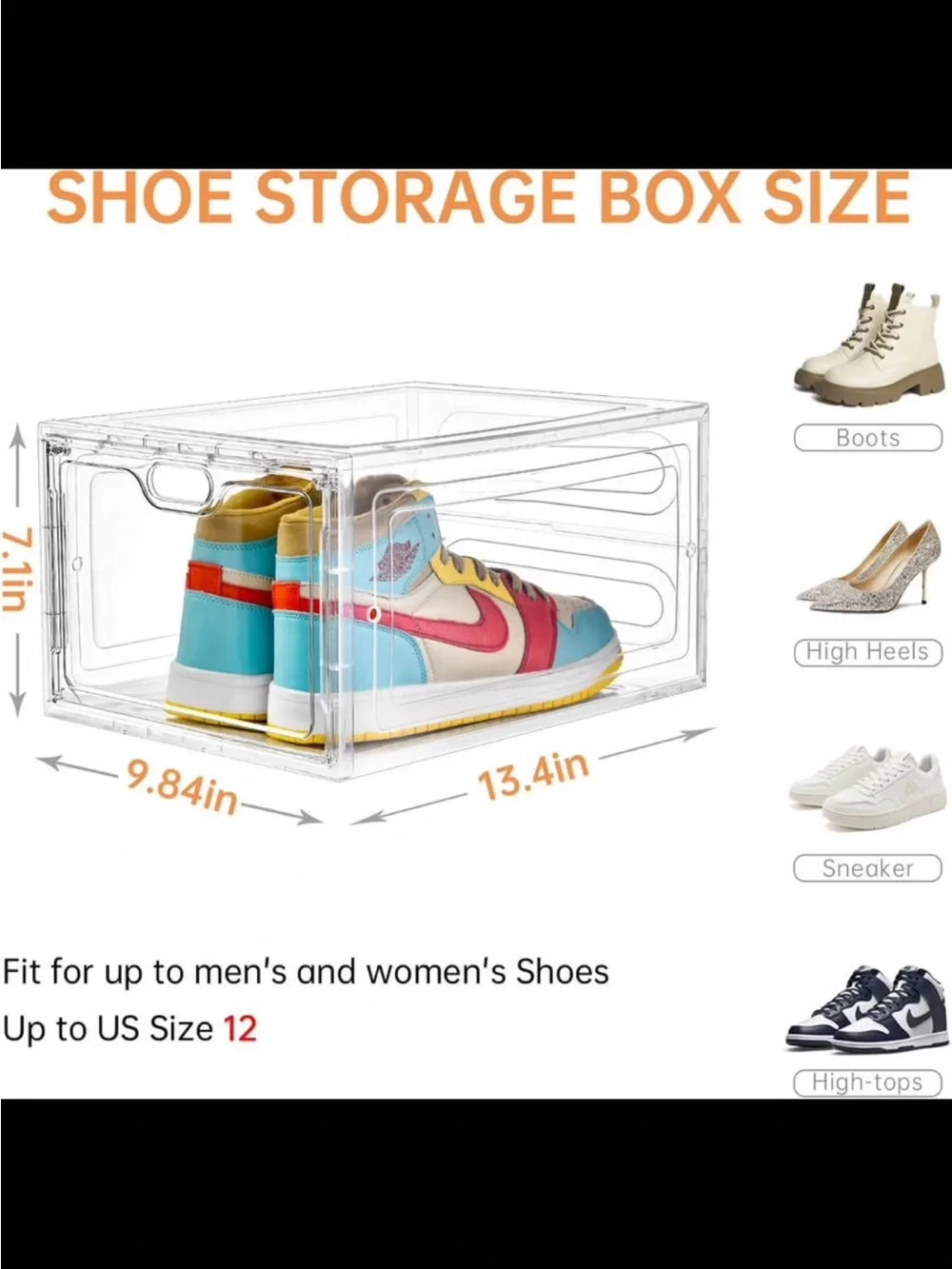 Clear Stackable Shoe Storage Boxes - Transparent Organizer Magnetic